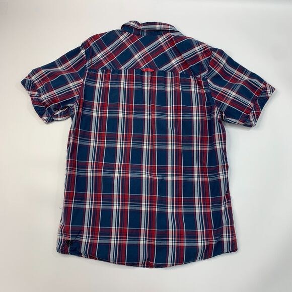 Buffalo David Bitton Shirt Mens L Large Navy Red Plaid Cotton Button Up *READ - Picture 6 of 14